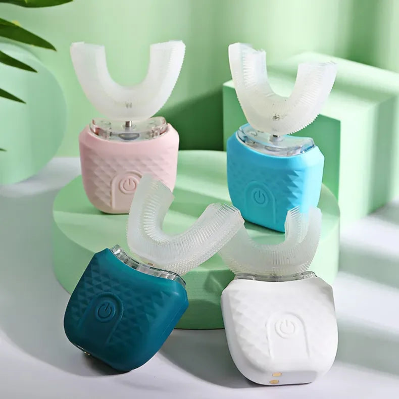 U-shape Sonic Wireless Toothbrush 360 Degrees Ultrasonic Tooth Cleaner Brush Silicone Automatic Adult Electric Toothbrush